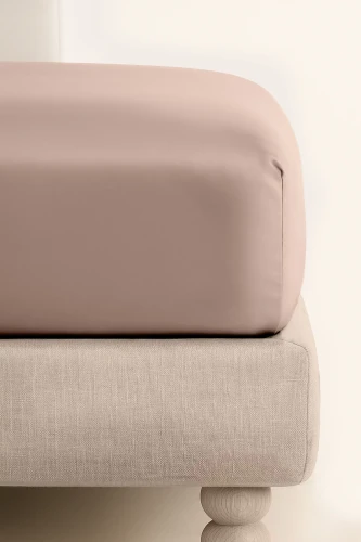 Prześcieradło jednobarwne satynowa bawełna beżowa 1.webp