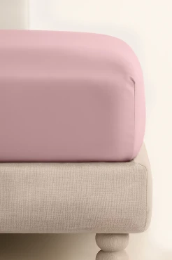 Pudrowe Prześcieradło Satyna Z Gumką 160x200