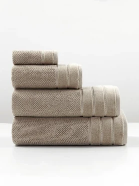 Mocca Ręcznik Bawełniany 70x140 Loren z Ozdobną Bordiurą 550g/m2