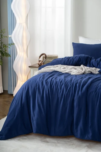 Poszewki i Narzuta Dotta Prążkowana I z Guzikami Spod Igły i Nitki szafir 2.webp