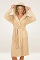 Szlafrok bawełniany hotelowy Frotte beż z kapturem 3 Spod igły i nitki.webp