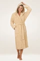 Szlafrok bawełniany hotelowy Frotte beż z kapturem 4 Spod igły i nitki.webp