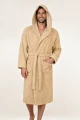 Szlafrok bawełniany hotelowy Frotte beż z kapturem 5 Spod igły i nitki.webp