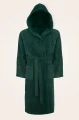 Szlafrok bawełniany hotelowy Frotte butelkowa zieleń z kapturem 2 Spod igły i nitki.webp