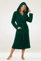 Szlafrok bawełniany hotelowy Frotte butelkowa zieleń z kapturem 4 Spod igły i nitki.webp