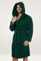 Szlafrok bawełniany hotelowy Frotte butelkowa zieleń z kapturem 6 Spod igły i nitki.webp