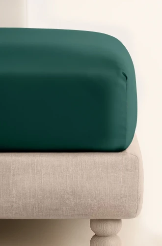 Butelkowe Zielone Prześcieradło Satyna Z Gumką 140x200