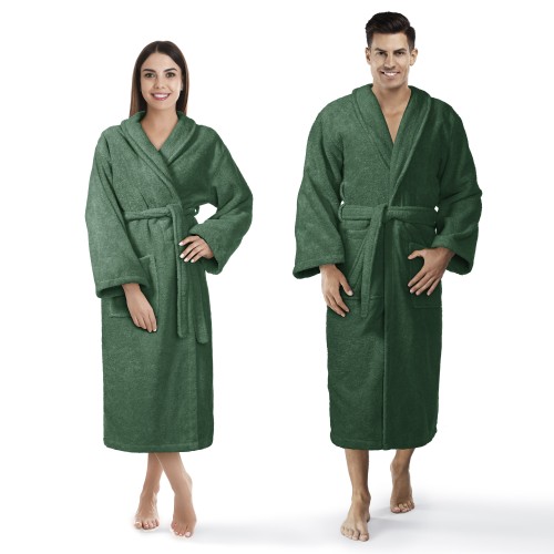 Butelkowa Zieleń II Bawełniany Szlafrok Hotelowy Frotte 450