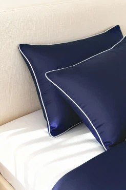 Bambusowa Poszewka z Białą Bizą 70x80 Granatowa