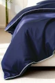 Pościel Bambusowa z Białą Bizą Granatowa