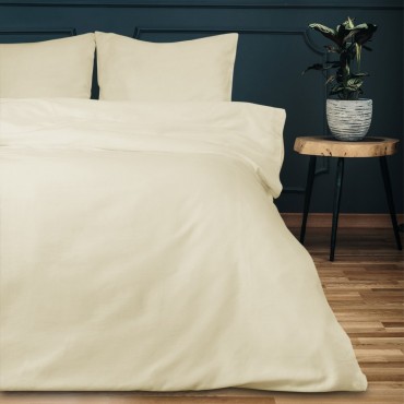 Pościel Satynowa Jednobarwna Kremowa 140x200