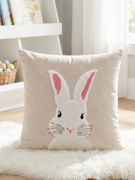 Beżowa Świąteczna Poszewka  45x45 BUNNY