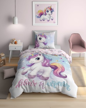 Pościel Bawełniana Młodzieżowa 160x200 Jednorożec 5701A