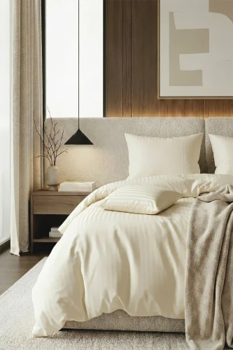 Masełkowa Pościel Adamaszek Bawełniany