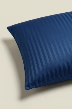 Adamaszkowa Poszewka z Satyny Bawełnianej 50x60 Granatowa