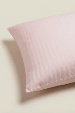 Adamaszkowa Poszewka z Satyny Bawełnianej 40x60 Pudrowa