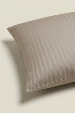 Adamaszkowa Poszewka z Satyny Bawełnianej 70x80 Taupe