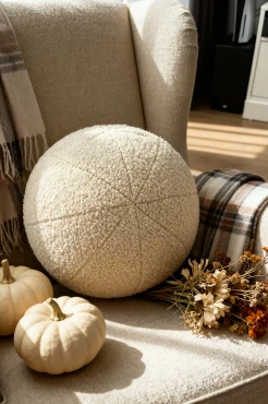 Poduszka Dekoracyjna Kula Boucle Beżowa 30 cm