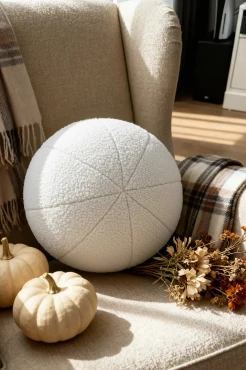 Poduszka Dekoracyjna Kula Boucle Biała 30 cm