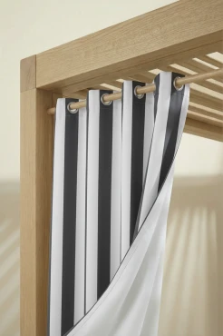 Grafitowa Zasłona Tarasowa Wodoodporna Na Przelotkach 140x220 STRIPES