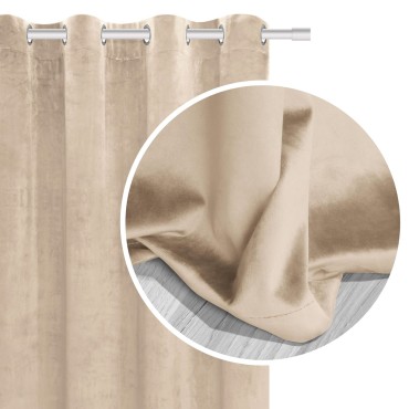 Beżowa Zasłona Welurowa 140x250 Velvet Soft