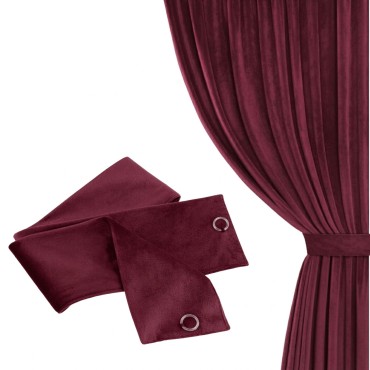 Bordowa Szarfa do Zasłony Welurowa 8x140 Velvet Soft