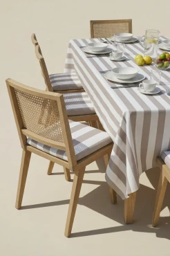 Beżowy Obrus Ogrodowy Wodoodporny 140x240 STRIPES