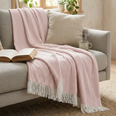 Pudrowy Koc Bawełniany 150x200 LADY Narzuta Pled Na Łóżko   