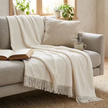 Kremowy  Koc Bawełniany 150x200 LADY Narzuta Pled Na Łóżko