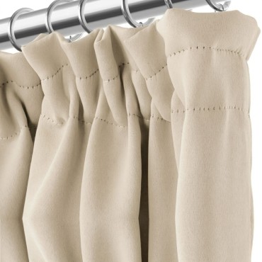 Beżowa Zasłona Zaciemniająca Na Taśmie Blackout 140x270 HOLD