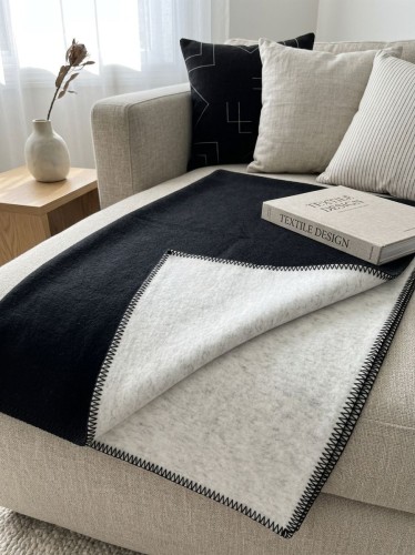 Dwustronny Koc Pled Bawełniany 150x200 Czarno-Biały