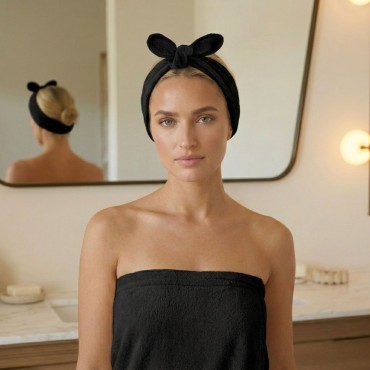 Czarna Opaska Kosmetyczna na Głowę ACTIVE