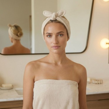 Beżowa Opaska Kosmetyczna na Głowę ACTIVE