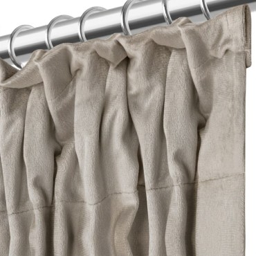 Beżowa Zasłona Welurowa Na Taśmie 140x300 Velvet Soft