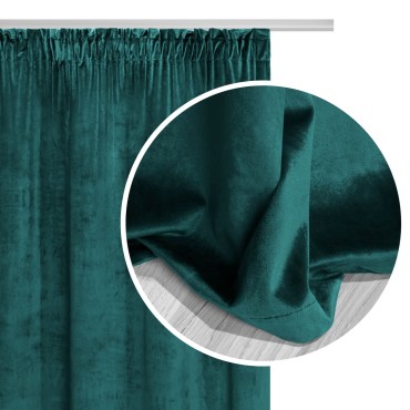 Ciemny Turkus Zasłona Welurowa Na Taśmie 140x270 Velvet Soft