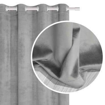 Popielata Zasłona Welurowa 140x250 Velvet Soft