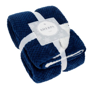 Granatowy Koc Z Mikrofibry Baranek 150x200 Sherpa