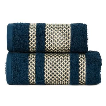 Granatowy+Złoty Ręcznik Bawełniany 70x140 Lionel 450g/m2