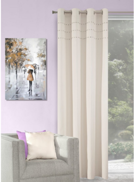 Kremowa zasłona bawełniana 140x250 cyntia z ćwiekami