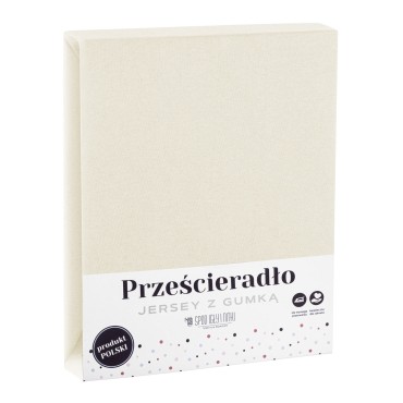 Kremowe Prześcieradło Jersey Z Gumką 180x200