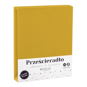 Musztardowe Prześcieradło Jersey Z Gumką 180x200