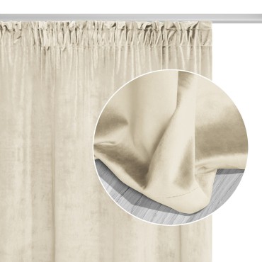 Kremowa Zasłona Welurowa Na Taśmie 140x270 Velvet Soft