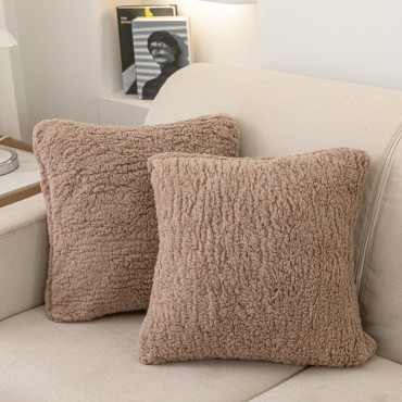 Brązowa Poszewka z Bukli 45x45  Baranek Dreamy Boucle