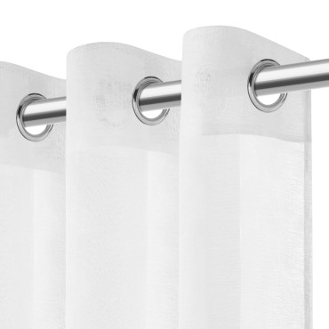 Biała Gładka Firana 140x250 LUNA Przelotki