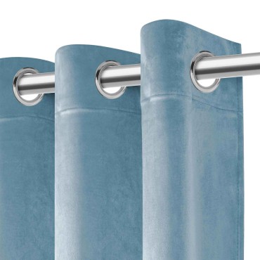  Niebieska Zasłona Welurowa 140x250 Velvet Soft 