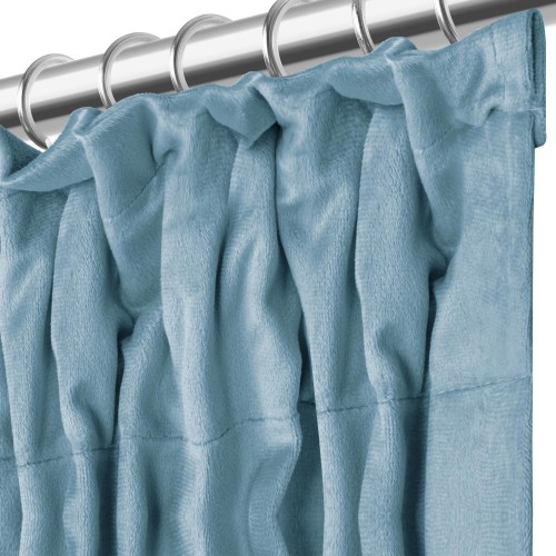 Niebieska Zasłona Welurowa Na Taśmie 140x300 Velvet Soft
