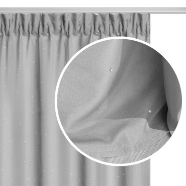 Srebrna Zasłona z Kryształkami Na Taśmie 140x250 CRYSTAL