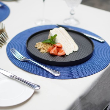 Granatowa Okrągła Podkładka Kuchenna Na Stół CHEF