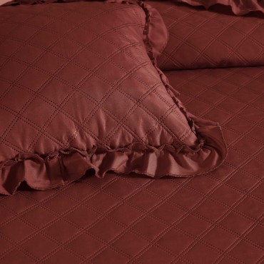 Bordowa Poszewka Do Narzuty Z Falbanką 45x45 RUFFY