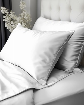 Biała Pościel Z  Makosatyny Z Ozdobną Lamówką  180x200  BIZA 